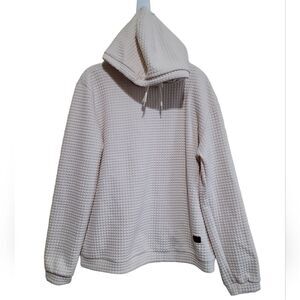 FancyQube Men's Cream Quilted Hooded LongSleeve Sweater Sz XLARGE